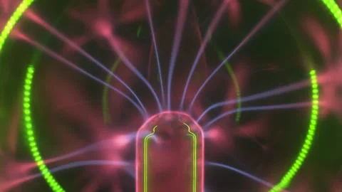 Plasma ball. Electric discharge in nitrogen helium gas mixture inside sphere. Stock Footage 252033233