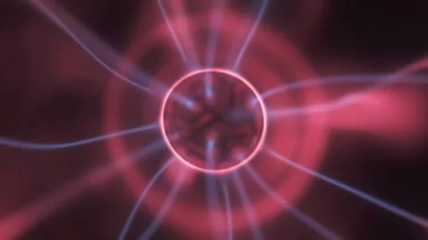 Plasma ball. Electric discharge in nitrogen helium gas mixture inside sphere. Stock Footage 252033489