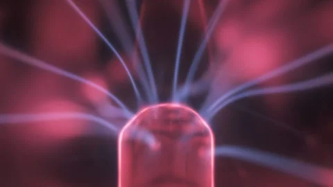 Plasma ball. Electric discharge in nitrogen helium gas mixture inside sphere. Stock Footage 252033598