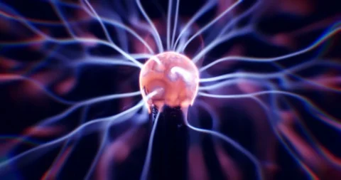 Plasma Ball. Experiments with Electricity. Flash Lightning Stock Footage 122511862