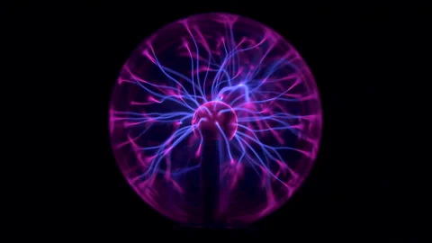 Plasma ball with high voltage lightning attracted to finger - 2 Stock-Footage 140873801