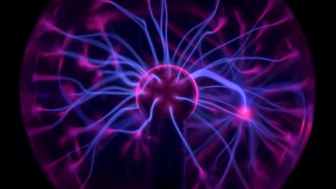 Plasma ball with high voltage lightning attracted to fingers - 2 Stock-Footage 140873936