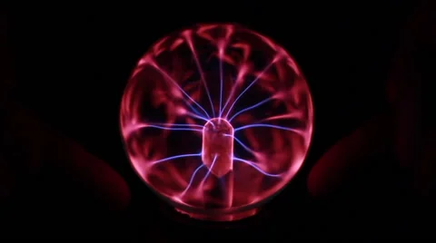 Plasma ball. Lightning responds to touch. 50 fps Stock Footage 67528976