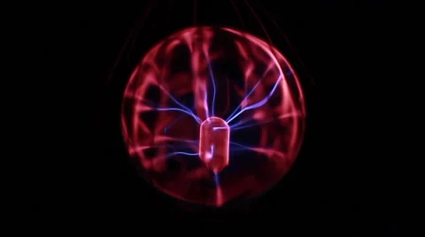 Plasma ball. Lightning responds to touch metal. 50 fps Stock Footage 67530366