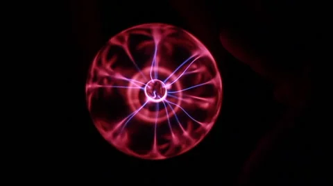 Plasma ball. Lightning responds to touch. 50 fps Stock Footage 67530712