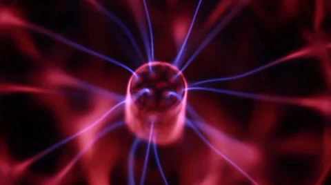Plasma ball. Lightning responds to touch. 50 fps Stock Footage 67535267