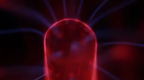 Plasma ball. Lightning responds to touch. 50 fps. Montage Stock Footage 67538596
