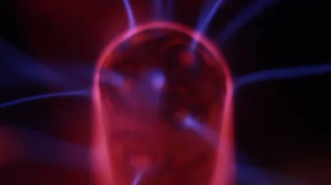 Plasma ball. Lightning responds to touch. 50 fps. Montage Stock Footage 67539501