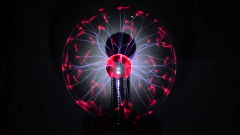 Plasma ball with shadow of the core on the white background and soft light in th Video stock 77011288