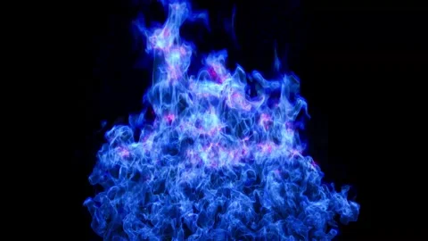 Plasma blue fire with pink current discharges against a black background. Stock Footage 240598759