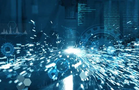 Plasma cutting Artificial intelligence data collection and analysis Fully aut Stock Photos