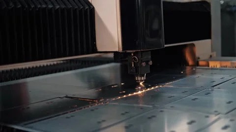 Plasma cutting of large metal sheets with CNC laser machine Stock Footage 265510265