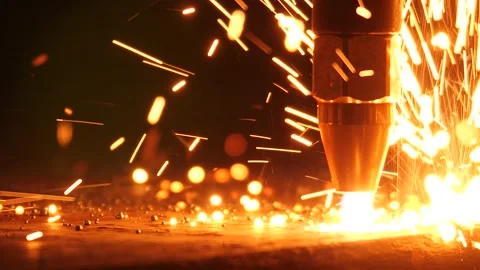 Plasma Cutting Machine, Steel Manufacturing Industry. Stock Footage