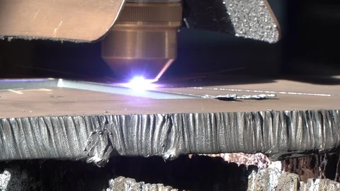 Plasma cutting of metal on an automatic machine in a factory Stock Footage 118236976