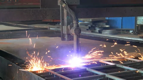 Plasma cutting of metal close up Stock Footage 98492705