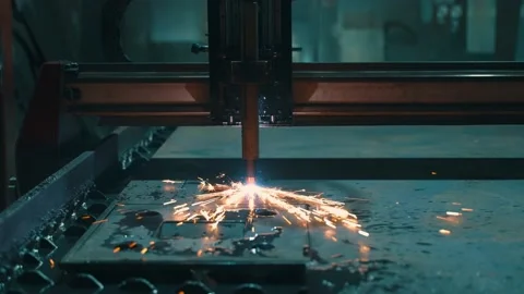Plasma cutting of metal with a CNC. Stock Footage 224945278