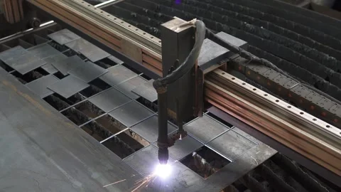 Plasma cutting of metal on a CNC machine. Stock Footage 273045410