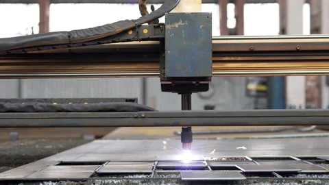 Plasma cutting of metal on a CNC machine. Manufacturing of industrial metal. Stock-Footage 276263566