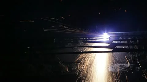 Plasma cutting of metal Stock Footage 11045676