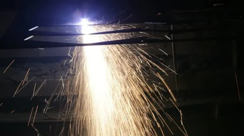 Plasma cutting of metal Stock Footage 11045785