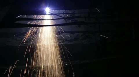 Plasma cutting of metal Stock Footage 11045788