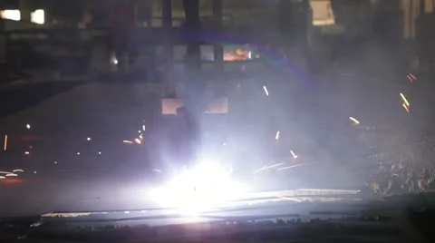 Plasma cutting of metal Stock Footage 11045898