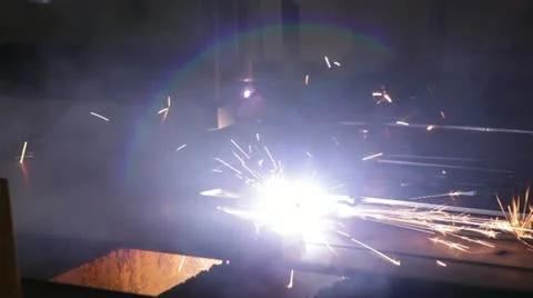 Plasma cutting of metal Stock Footage 11046129