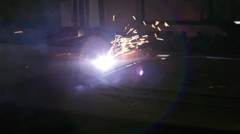 Plasma cutting of metal Stock Footage 11046226