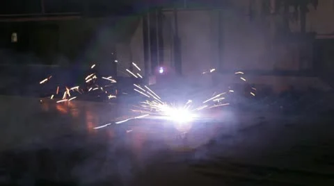 Plasma cutting of metal Stock Footage 11046245