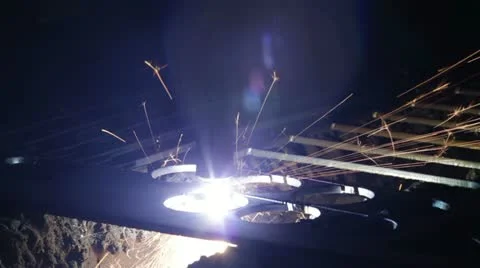 Plasma cutting of metal Stock Footage 11046247