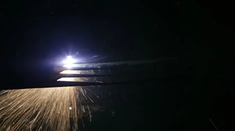 Plasma cutting of metal Stock Footage 11046319