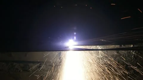 Plasma cutting of metal Stock Footage 11046325