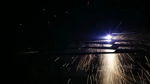 Plasma cutting of metal Stock Footage 11047987