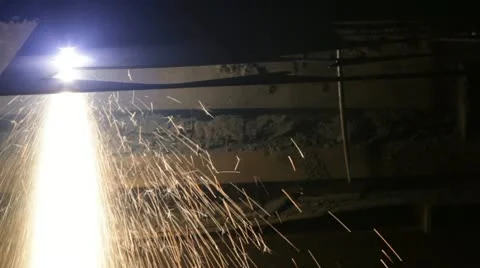 Plasma cutting of metal Stock Footage 11047990
