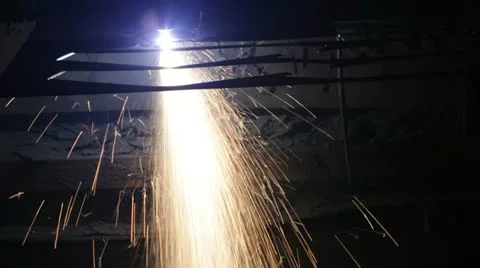 Plasma cutting of metal Stock Footage 11047992
