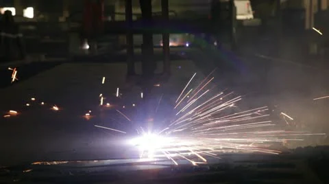Plasma cutting of metal Stock Footage 11047995