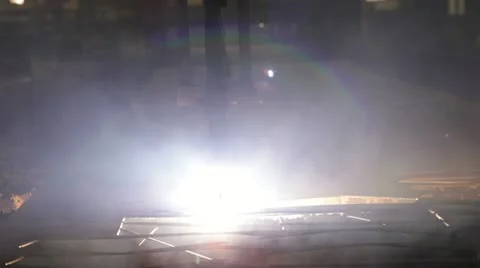 Plasma cutting of metal Stock Footage 11048028