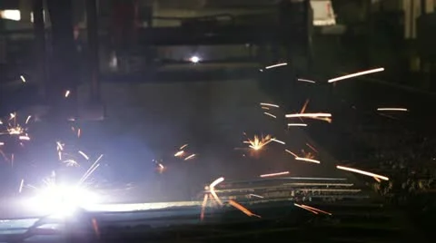 Plasma cutting of metal Stock Footage 11048076