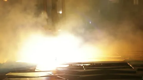 Plasma cutting of metal Stock Footage 11048090