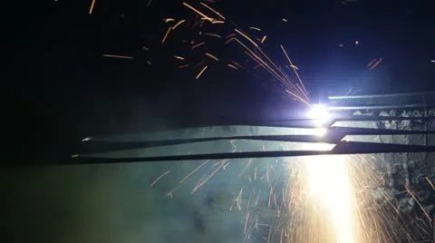 Plasma cutting of metal Stock Footage 11048096