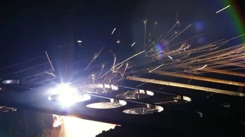 Plasma cutting of metal Stock Footage 11048097