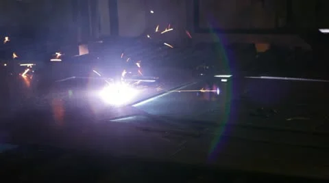 Plasma cutting of metal Stock Footage 11048098