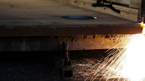 Plasma cutting of metal Stock Footage 68030844