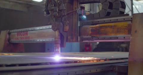 Plasma Cutting Table Stock Footage 200790322