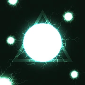 Plasma energy ball triangle digital technology futuristic lightning background Stock Illustration
