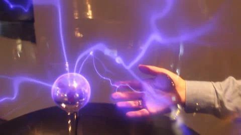 Plasma Globe and Hand Stock Footage 24865541