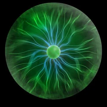 Plasma globe on black background, illustration. Physics Stock Illustration