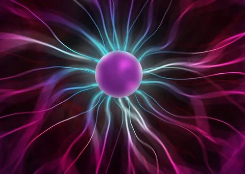 Plasma globe on black background, illustration. Physics Stock Illustration