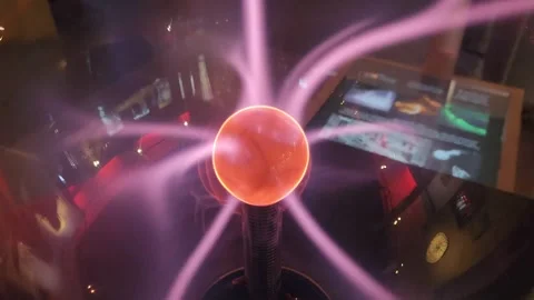 Plasma Globe with Colorful Electrical Filaments Stock Footage 346786496