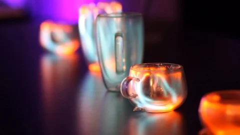 Plasma globe light in a cup, magic glowing object on the table Video stock 126886388